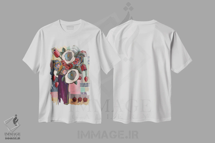 تیشرت سفید طرح دار گل ها، تزئینی اثر دیویدای هینْدز | immage.ir