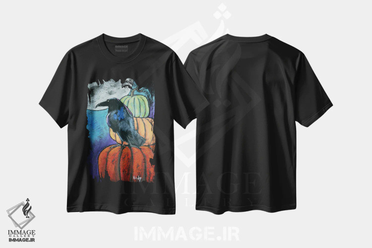 تیشرت مشکی طرح دار ماه برداشت محصول، تزئینی اثر دیویدای هینْدز | فروشگاه ایماژ
