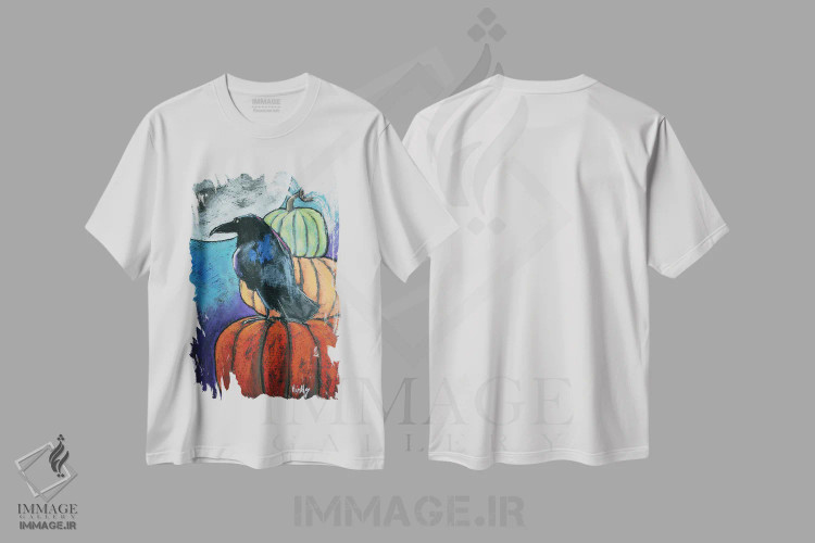 تیشرت سفید طرح دار ماه برداشت محصول، تزئینی اثر دیویدای هینْدز | immage.ir