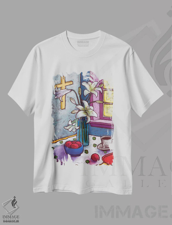 تیشرت سفید طرح دار امید، تزئینی اثر دیویدای هینْدز | فروشگاه ایماژ