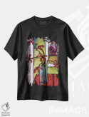 تیشرت مشکی طرح دار لبهٔ پرتگاه، تزئینی اثر دیویدای هینْدز | فروشگاه ایماژ