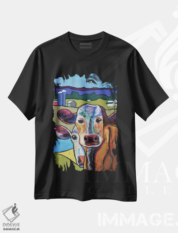 تیشرت مشکی طرح دار پسر خجالتی، دکور روستایی اثر دیویدای هینْدز | فروشگاه ایماژ