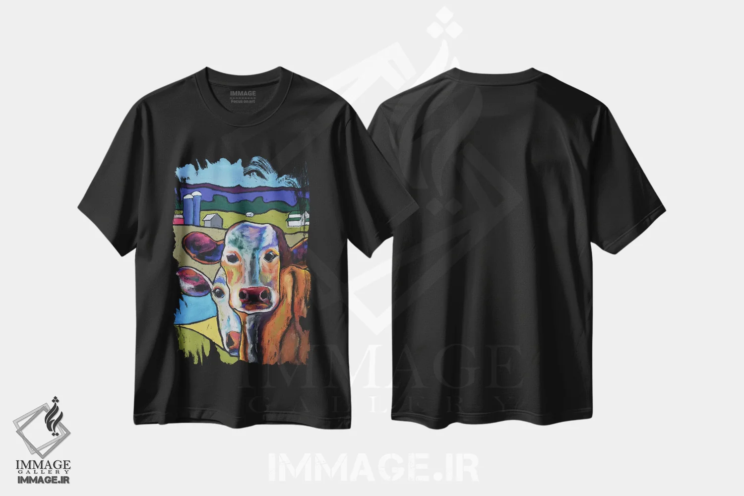 تیشرت مشکی طرح دار پسر خجالتی، دکور روستایی اثر دیویدای هینْدز | فروشگاه ایماژ