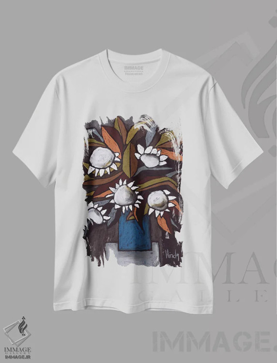 تیشرت سفید طرح دار سفید ساده، تزئینی اثر دیویدای هینْدز | فروشگاه ایماژ
