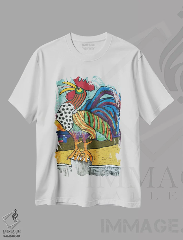 تیشرت سفید طرح دار طلوع خورشید، دکور روستایی اثر دیویدای هینْدز | فروشگاه ایماژ