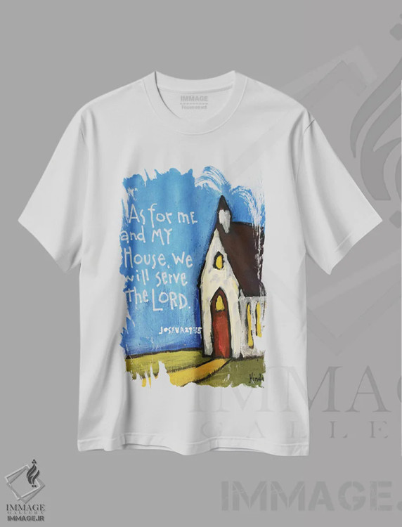 تیشرت سفید طرح دار کلیسای کوچک ابتدایی، تزئینی اثر دیویدای هینْدز | فروشگاه ایماژ