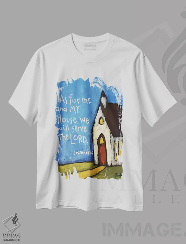 تیشرت سفید طرح دار کلیسای کوچک ابتدایی، تزئینی اثر دیویدای هینْدز | فروشگاه ایماژ