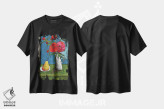تیشرت مشکی طرح دار گل صدتومانی، تزئینی اثر دیویدای هینْدز | فروشگاه ایماژ