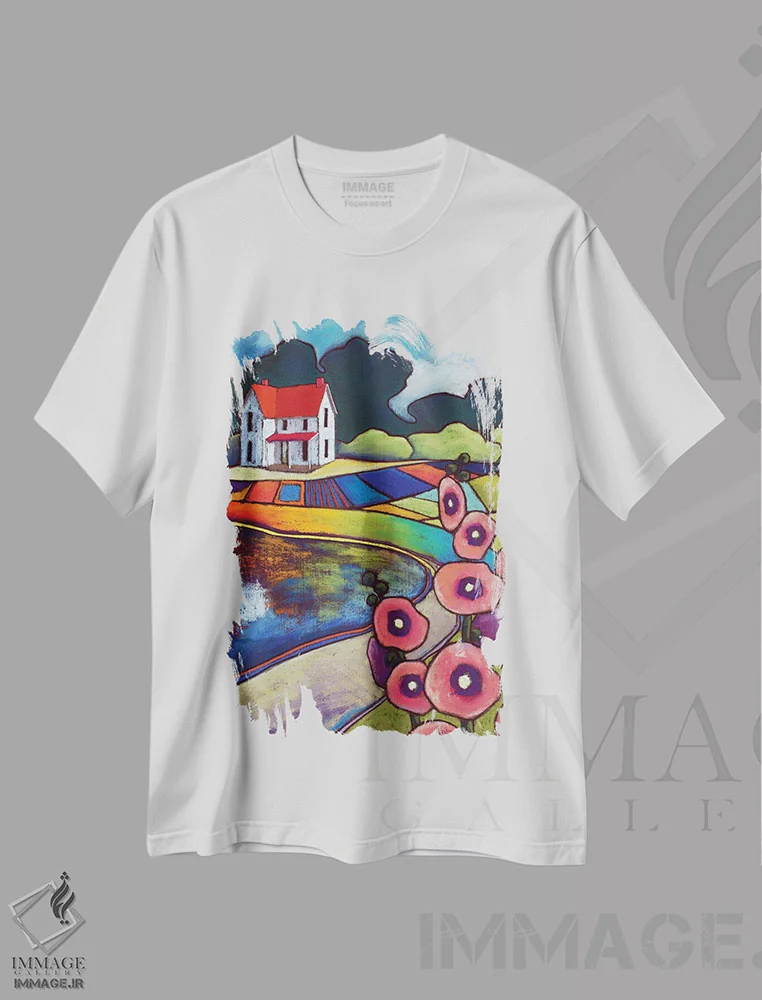 تیشرت سفید طرح دار احساس خانه، تزئینی اثر دیویدای هینْدز | فروشگاه ایماژ