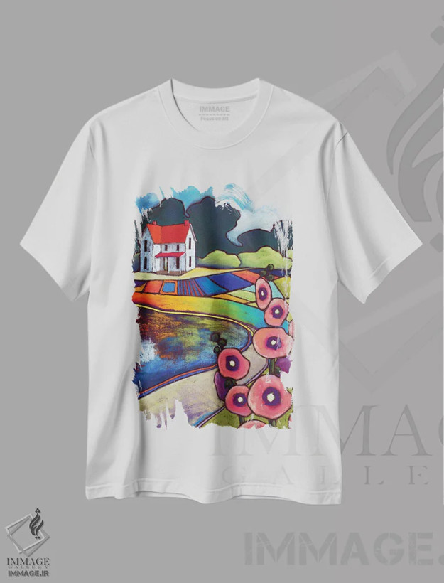 تیشرت سفید طرح دار احساس خانه، تزئینی اثر دیویدای هینْدز | فروشگاه ایماژ