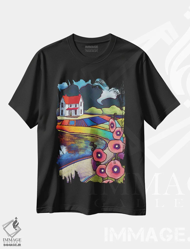 تیشرت مشکی طرح دار احساس خانه، تزئینی اثر دیویدای هینْدز | immage.ir