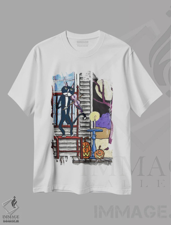 تیشرت سفید طرح دار صدای سکوت، تزئینی اثر دیویدای هینْدز | immage.ir