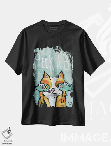 تیشرت مشکی طرح دار قایم موشک بازی، تزئینی اثر دیویدای هینْدز | فروشگاه ایماژ