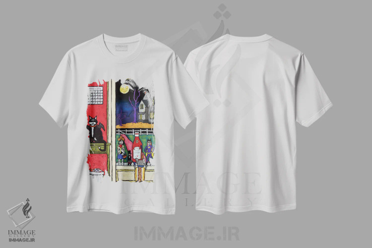 تیشرت سفید طرح دار قاشق زنی، تزئینی اثر دیویدای هینْدز | immage.ir