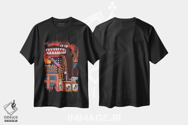 تیشرت مشکی طرح دار گودزیلا، تزئینی اثر دیویدای هینْدز | immage.ir