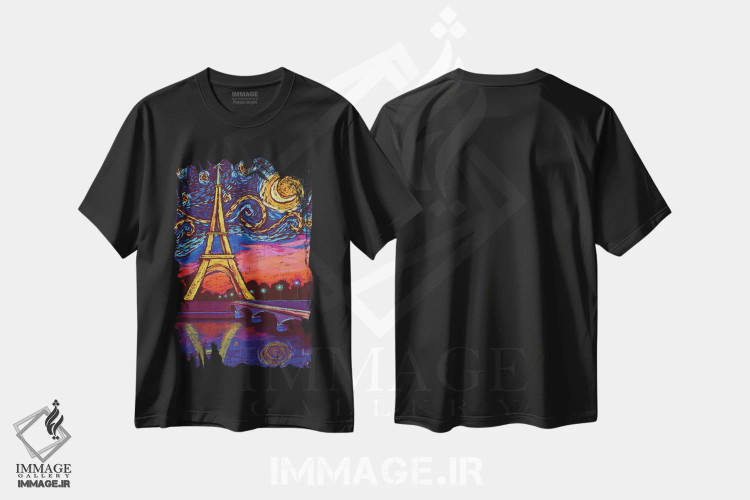 تیشرت مشکی طرح دار آوریل در پاریس II، تزئینی اثر دیویدای هینْدز | فروشگاه ایماژ