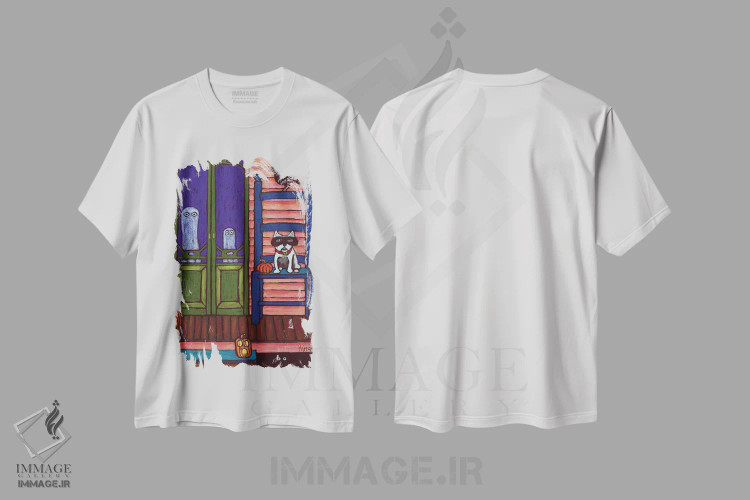 تیشرت سفید طرح دار سگ ترسناک من، تزئینی اثر دیویدای هینْدز | فروشگاه ایماژ