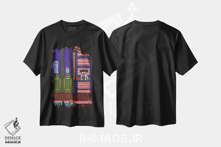 تیشرت مشکی طرح دار سگ ترسناک من، تزئینی اثر دیویدای هینْدز | immage.ir