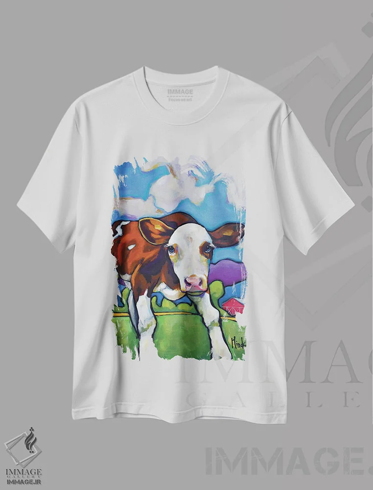 تیشرت سفید طرح دار گوساله ی هرفورد، دکور معاصر اثر دیویدای هینْدز | immage.ir
