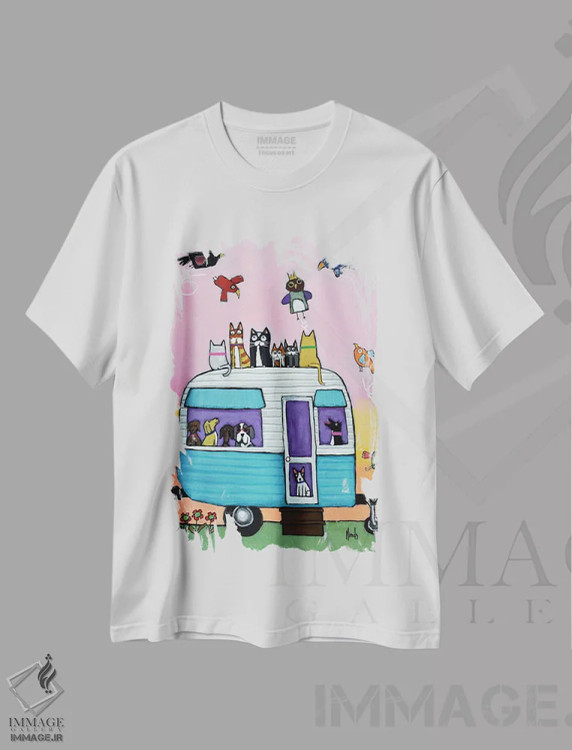 تیشرت سفید طرح دار خوش آمدید به نمایش هوایی، دکور معاصر اثر دیویدای هینْدز | فروشگاه ایماژ