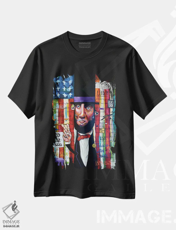 تیشرت مشکی طرح دار سفر لینکلن، دکور معاصر اثر دیویدای هینْدز | فروشگاه ایماژ
