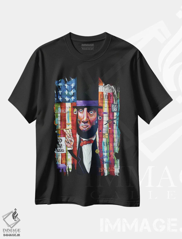 تیشرت مشکی طرح دار سفر لینکلن، دکور معاصر اثر دیویدای هینْدز | فروشگاه ایماژ
