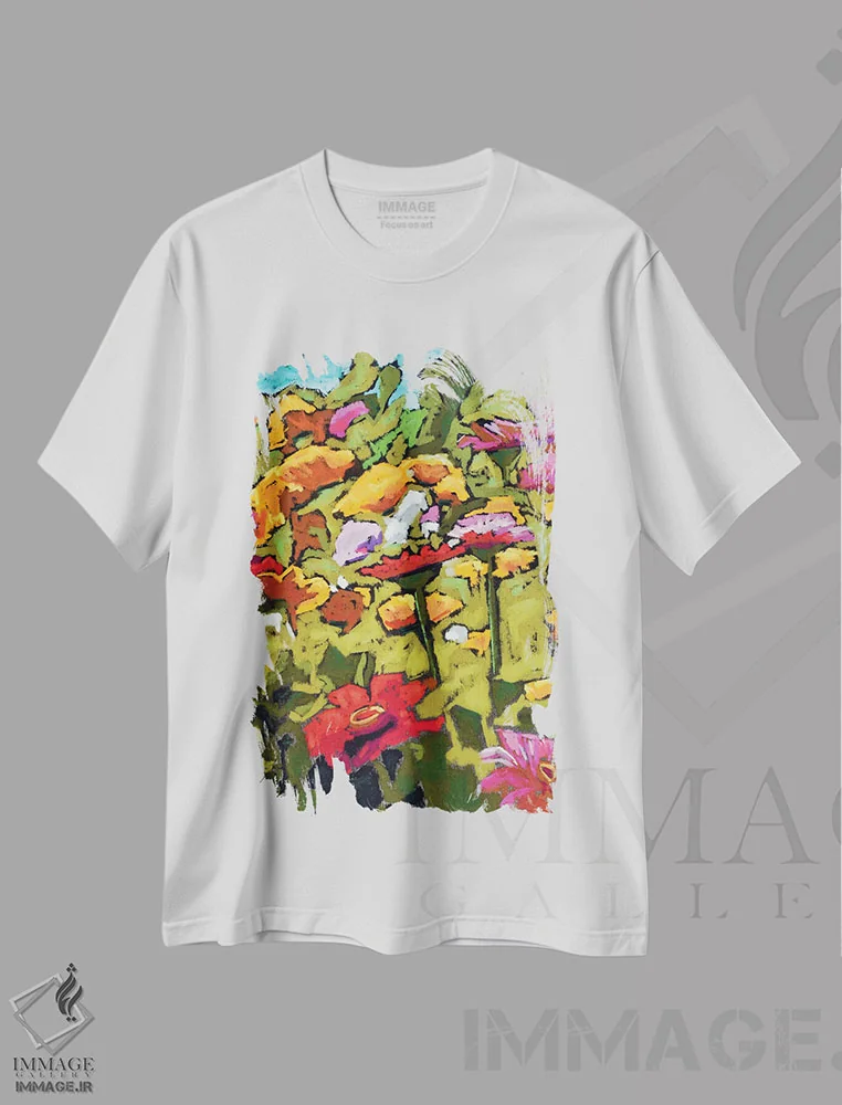 تیشرت سفید طرح دار زینیاها، آبستره اثر دیویدای هینْدز | فروشگاه ایماژ