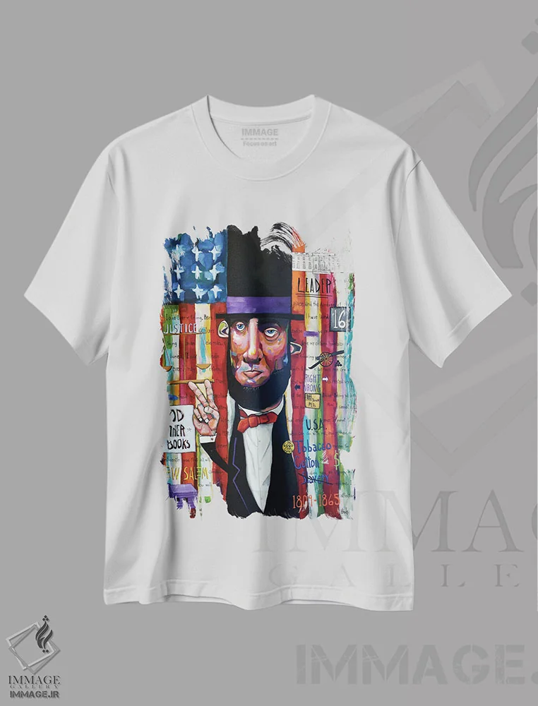 تیشرت سفید طرح دار سفر لینکلن، دکور معاصر اثر دیویدای هینْدز | immage.ir