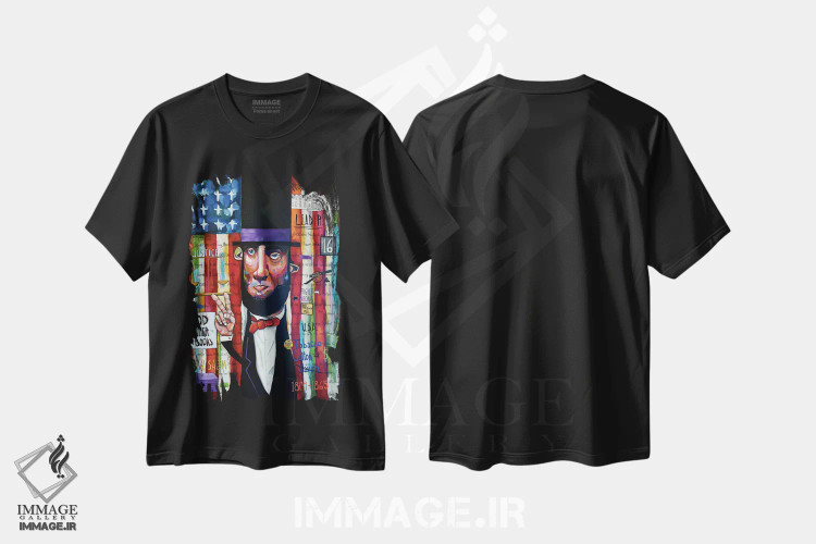 تیشرت مشکی طرح دار سفر لینکلن، دکور معاصر اثر دیویدای هینْدز | فروشگاه ایماژ