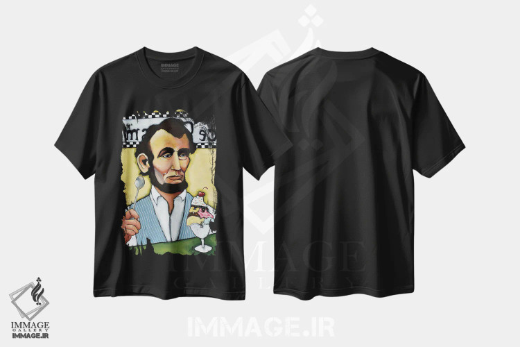 تیشرت مشکی طرح دار آبراهام لینکلن خودمانی، دکور آمریکایی اثر دیویدای هینْدز | immage.ir