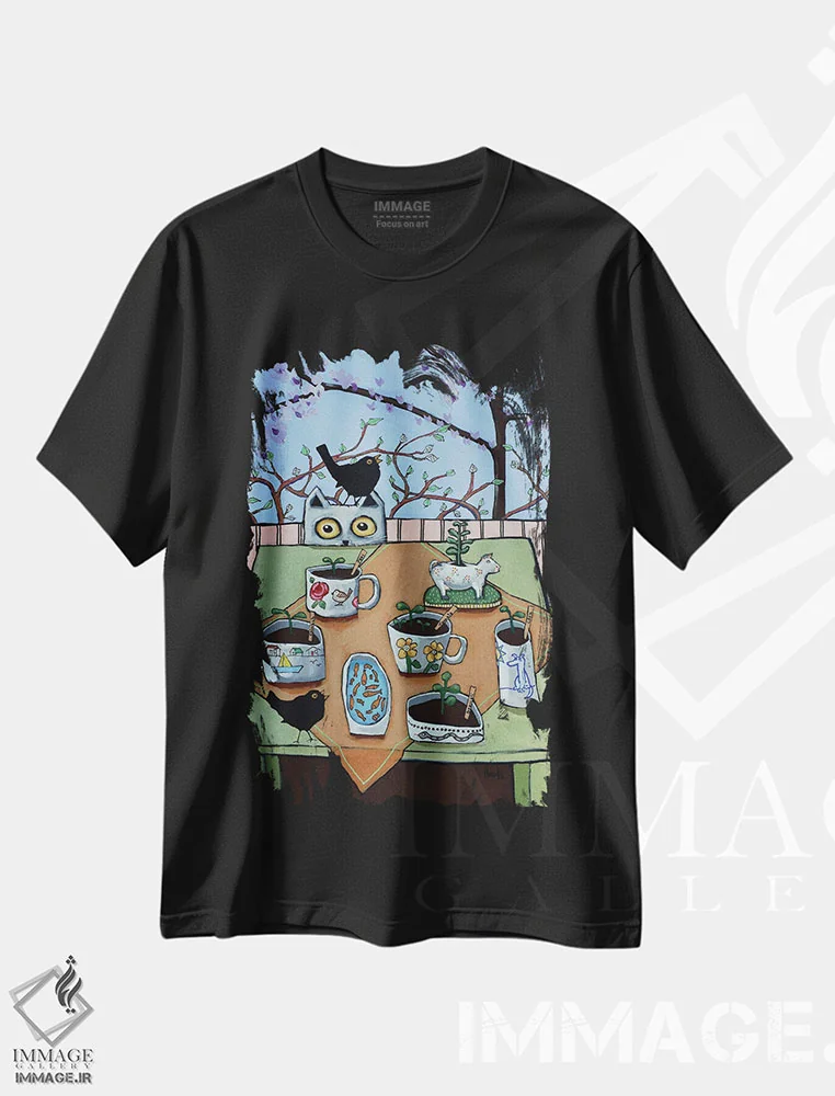 تیشرت مشکی طرح دار آغازهای نو، تزئینی اثر دیویدای هینْدز | immage.ir