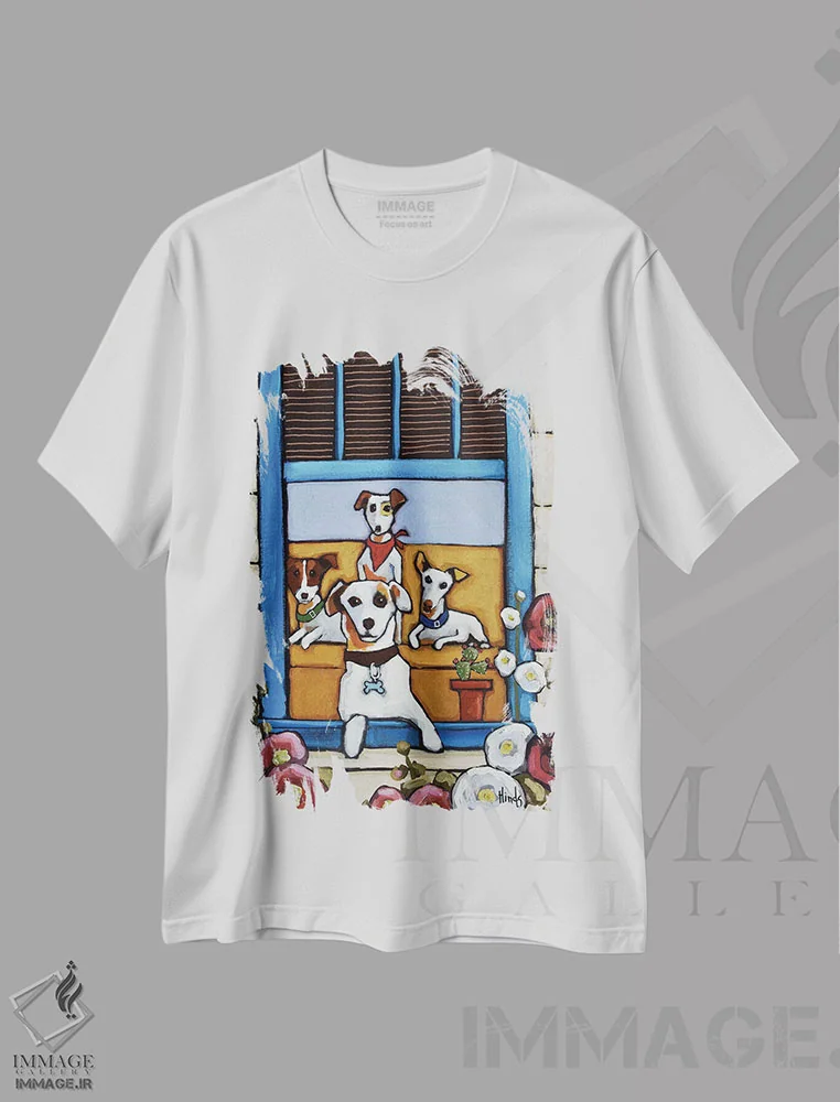 تیشرت سفید طرح دار چهار جک، تزئینی اثر دیویدای هینْدز | immage.ir