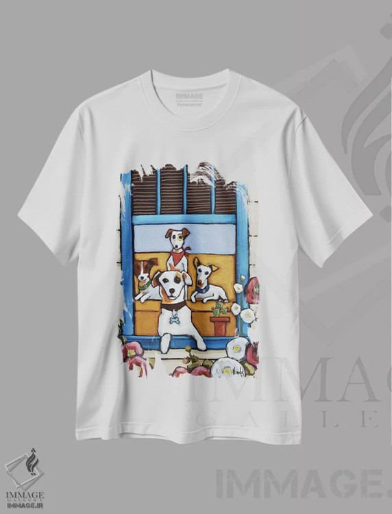 تیشرت سفید طرح دار چهار جک، تزئینی اثر دیویدای هینْدز | immage.ir