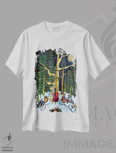 تیشرت سفید طرح دار سرود شبانه، تزئینی اثر دیویدای هینْدز | فروشگاه ایماژ