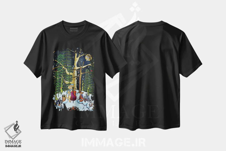 تیشرت مشکی طرح دار سرود شبانه، تزئینی اثر دیویدای هینْدز | immage.ir