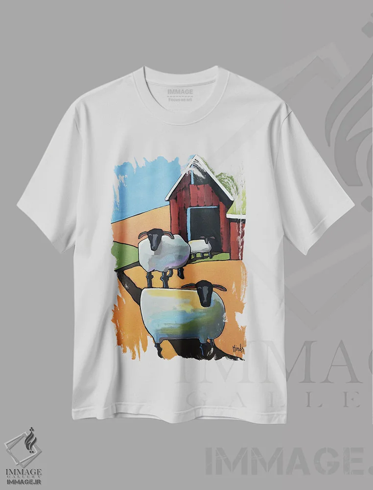 تیشرت سفید طرح دار فقط ما سه نفر، هنر فاخر معاصر اثر دیویدای هینْدز | immage.ir