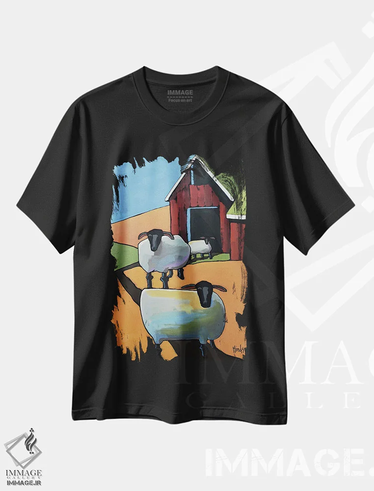 تیشرت مشکی طرح دار فقط ما سه نفر، هنر فاخر معاصر اثر دیویدای هینْدز | فروشگاه ایماژ