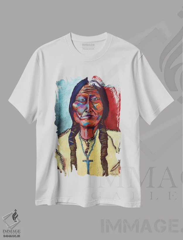 تیشرت سفید طرح دار بول نشسته، تزئینی اثر دیویدای هینْدز | فروشگاه ایماژ