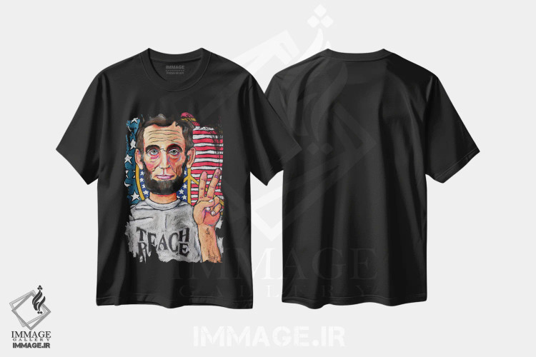 تیشرت مشکی طرح دار آموزش صلح، دکور آمریکایی اثر دیویدای هینْدز | فروشگاه ایماژ