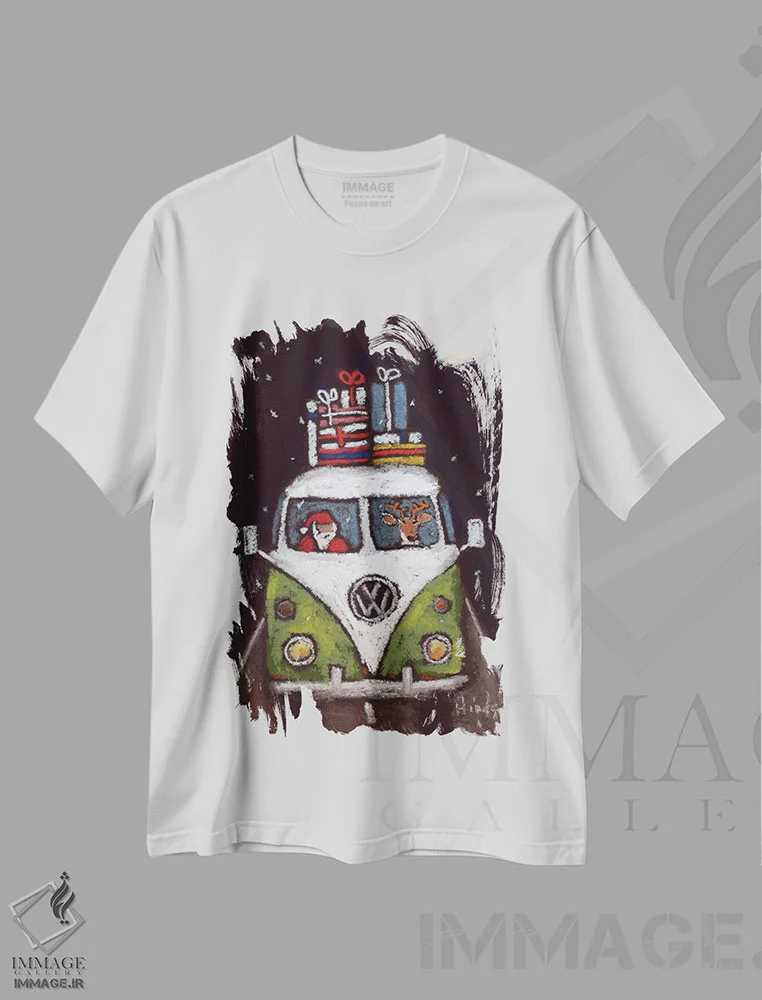 تیشرت سفید طرح دار سانتا می آید، دکور تعطیلات اثر دیویدای هینْدز | فروشگاه ایماژ