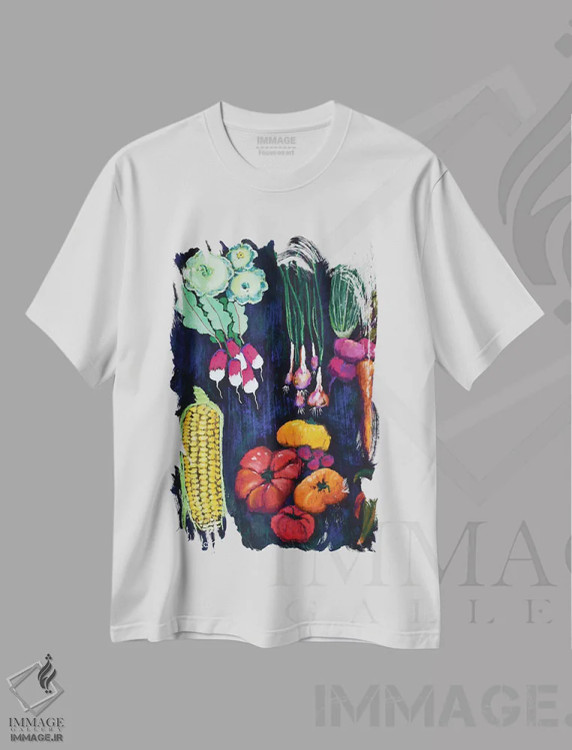 تیشرت سفید طرح دار نعمت باغچه، دکور معاصر اثر دیویدای هینْدز | فروشگاه ایماژ
