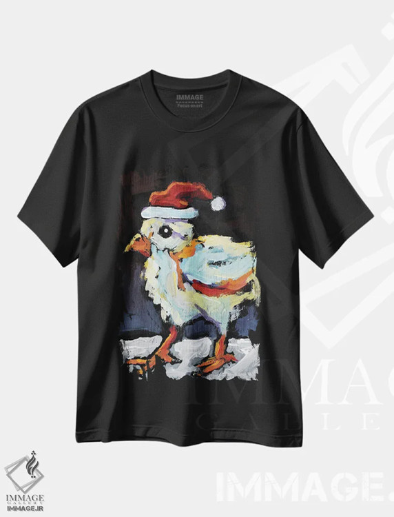 تیشرت مشکی طرح دار جوجه کریسمسی، حیوانات کریسمسی اثر دیویدای هینْدز | فروشگاه ایماژ