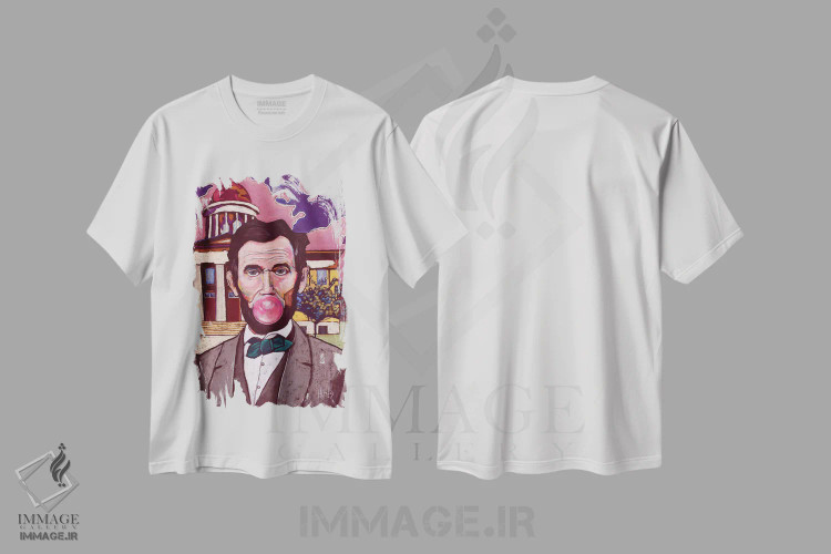 تیشرت سفید طرح دار لینکلن آدامس بادکنکی، تزئینی اثر دیویدای هینْدز | immage.ir