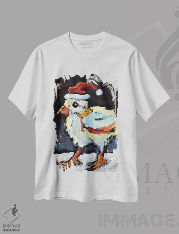 تیشرت سفید طرح دار جوجه کریسمسی، حیوانات کریسمسی اثر دیویدای هینْدز | immage.ir
