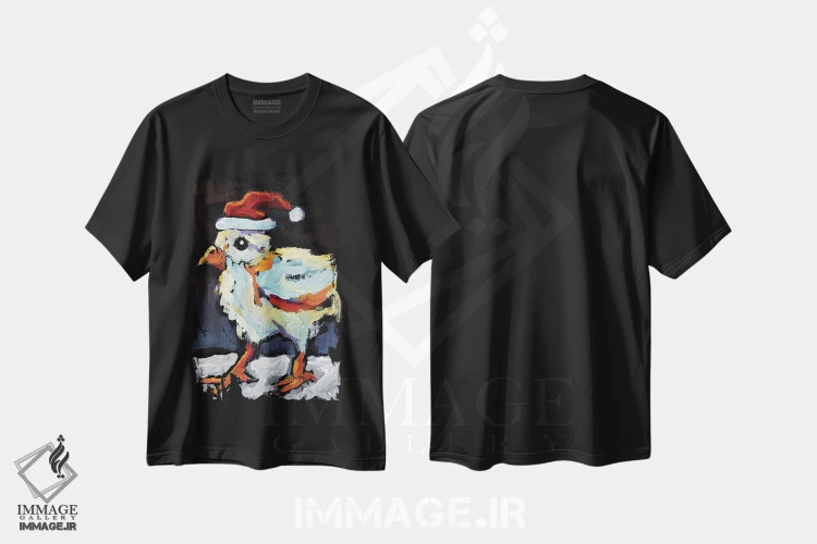 تیشرت مشکی طرح دار جوجه کریسمسی، حیوانات کریسمسی اثر دیویدای هینْدز | فروشگاه ایماژ