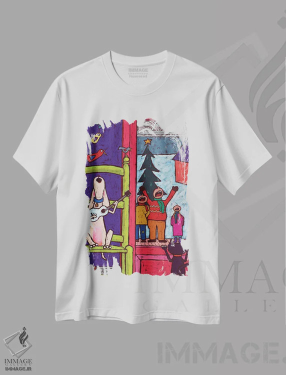 تیشرت سفید طرح دار آهنگ های کریسمس اوه پسر!، تزئینی اثر دیویدای هینْدز | immage.ir