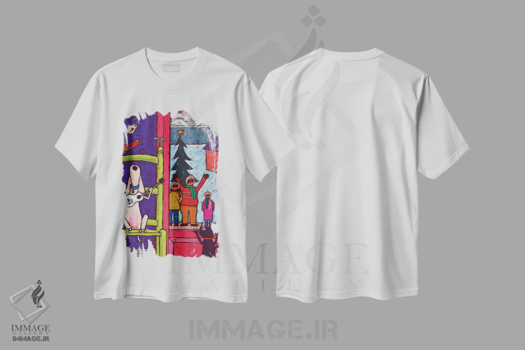 تیشرت سفید طرح دار آهنگ های کریسمس اوه پسر!، تزئینی اثر دیویدای هینْدز | immage.ir