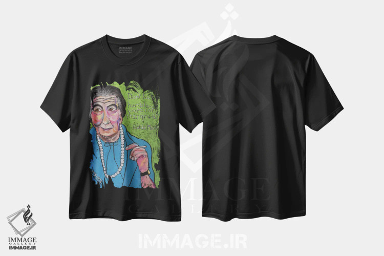تیشرت مشکی طرح دار گولدا مئیر، تزئینی اثر دیویدای هینْدز | فروشگاه ایماژ