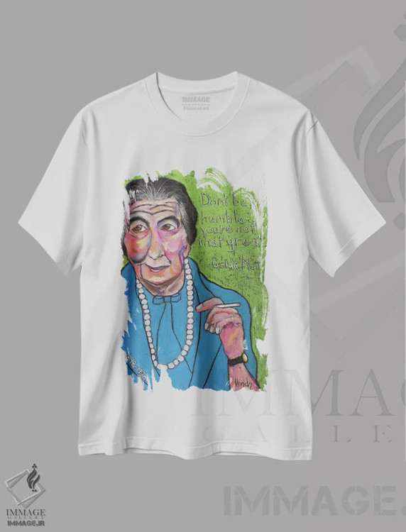 تیشرت سفید طرح دار گولدا مئیر، تزئینی اثر دیویدای هینْدز | immage.ir