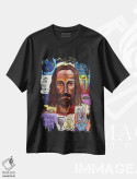 تیشرت مشکی طرح دار کلاژ عیسی مسیح، تزئینی اثر دیویدای هینْدز | immage.ir
